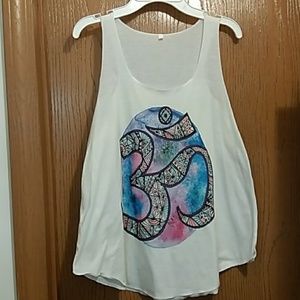 Watercolor Om Yoga Tank, Pink Blue Purple